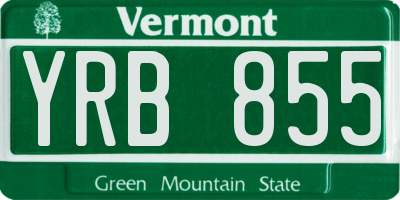VT license plate YRB855