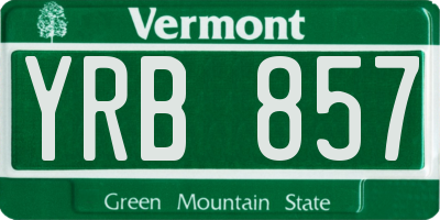 VT license plate YRB857