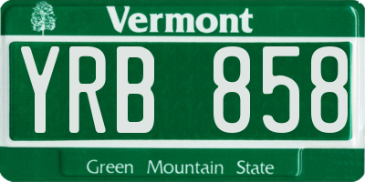 VT license plate YRB858