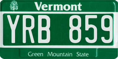 VT license plate YRB859