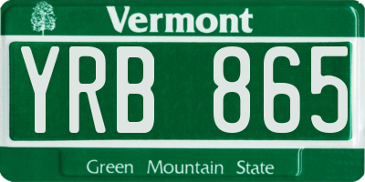 VT license plate YRB865