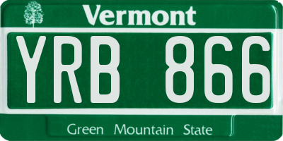 VT license plate YRB866