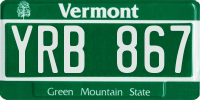 VT license plate YRB867
