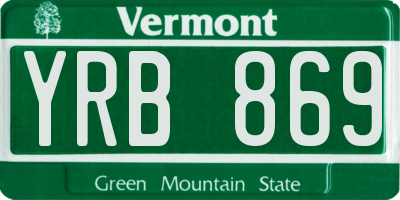 VT license plate YRB869