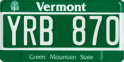 VT license plate YRB870