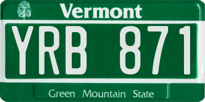 VT license plate YRB871