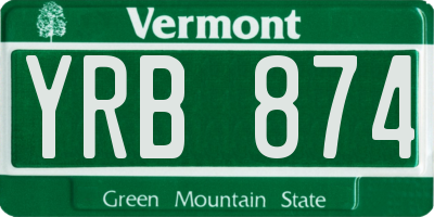 VT license plate YRB874