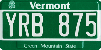 VT license plate YRB875