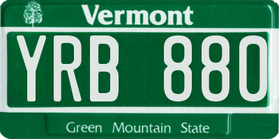 VT license plate YRB880