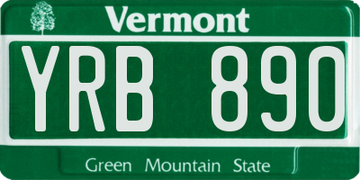 VT license plate YRB890