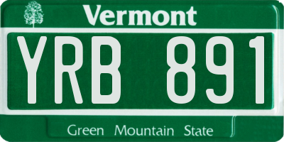VT license plate YRB891