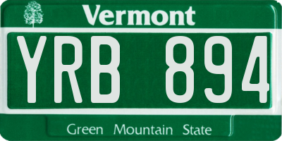 VT license plate YRB894