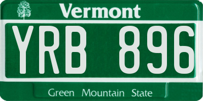 VT license plate YRB896