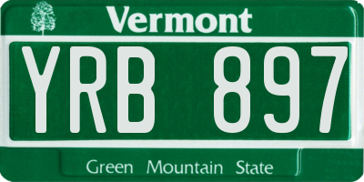 VT license plate YRB897