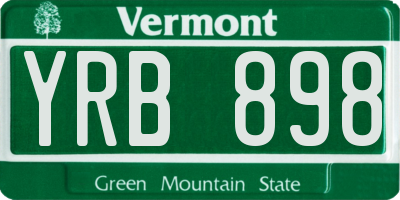 VT license plate YRB898