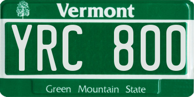 VT license plate YRC800