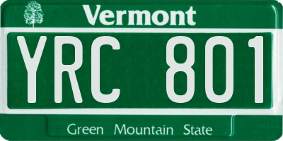 VT license plate YRC801