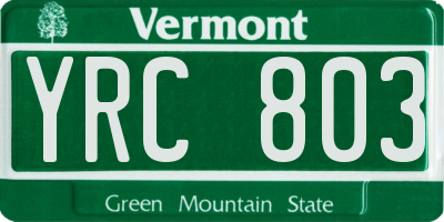 VT license plate YRC803