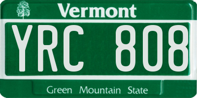 VT license plate YRC808