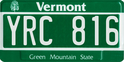 VT license plate YRC816