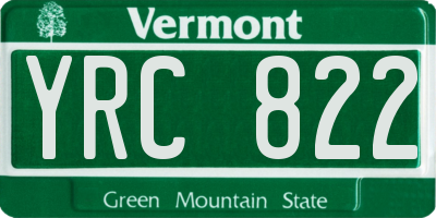 VT license plate YRC822