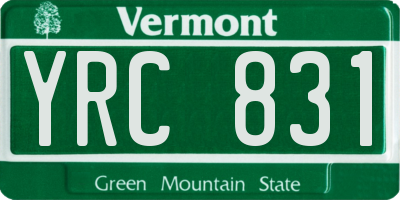 VT license plate YRC831