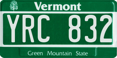 VT license plate YRC832