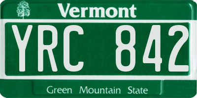 VT license plate YRC842