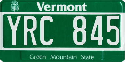 VT license plate YRC845