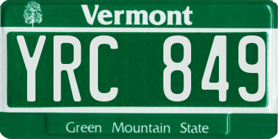 VT license plate YRC849