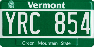 VT license plate YRC854