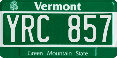 VT license plate YRC857