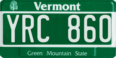 VT license plate YRC860