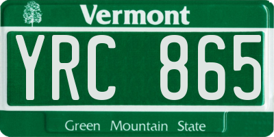 VT license plate YRC865