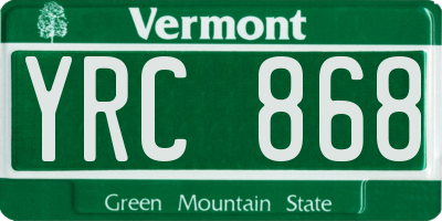 VT license plate YRC868