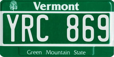 VT license plate YRC869