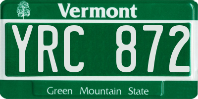 VT license plate YRC872