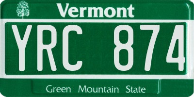 VT license plate YRC874