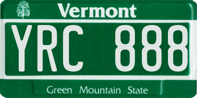 VT license plate YRC888