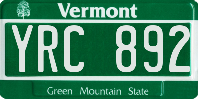 VT license plate YRC892