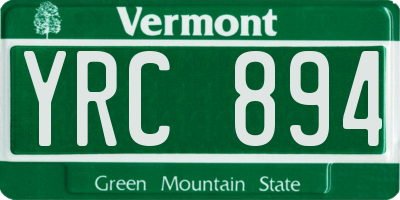 VT license plate YRC894