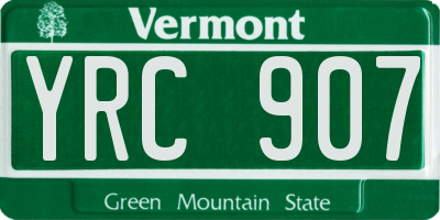 VT license plate YRC907