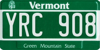 VT license plate YRC908
