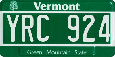 VT license plate YRC924
