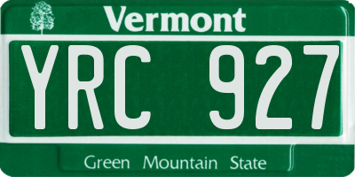 VT license plate YRC927