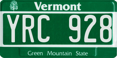 VT license plate YRC928