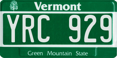 VT license plate YRC929