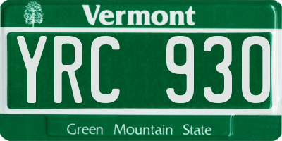 VT license plate YRC930