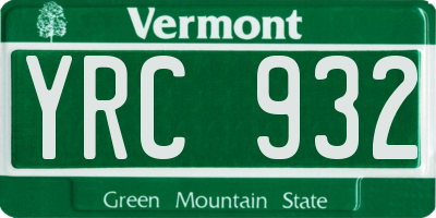 VT license plate YRC932