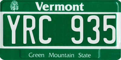 VT license plate YRC935